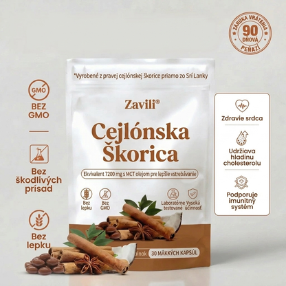 Cejlónska škorica, ekvivalent 7200 mg, s MCT olejom