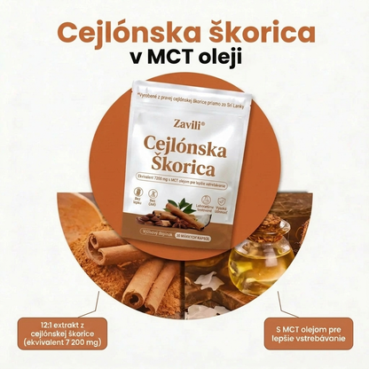 Cejlónska škorica, ekvivalent 7200 mg, s MCT olejom